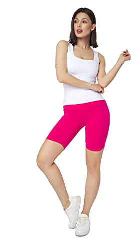SOFTSAIL Dam hög midja sport cykelshorts magkontroll midjeband gym träning cykel korta leggings LKW, Rosa, 34 SE