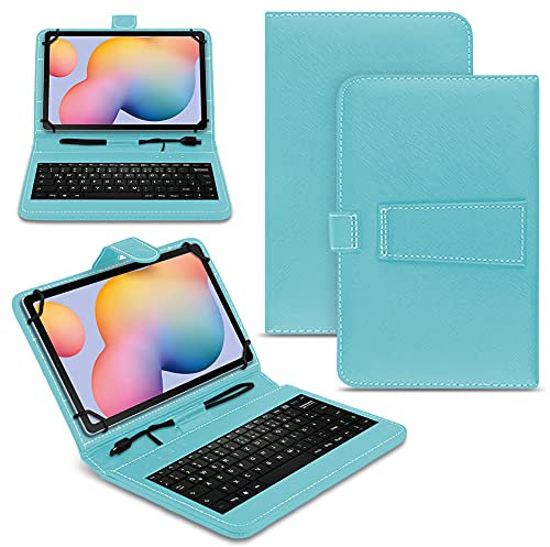 Tablet Hülle kompatibel für Samsung Galaxy Tab Serie 9.7 10 10.1 10.2 10.3 10.4 10.5 Zoll Tasche Tastatur Universal Schutzhülle Keyboard QWERTZ, Farben:Türkis, Tablet :Samsung Galaxy Tab A7 10.4 Zoll