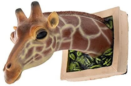 CeFurisy Wandkunst Kreative 3D Giraffe Kopf Wanddekoration, Giraffe Fotorahmen Wandskulptur, Tierkopf von offenen Fenster Badezimmer Wanddekoration