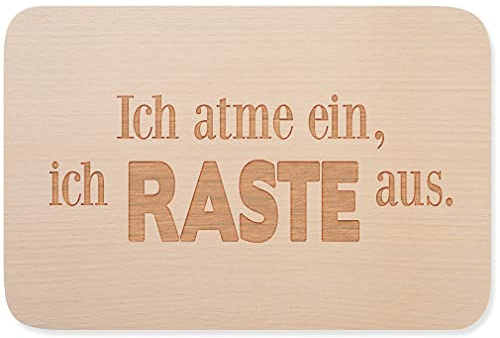 JUNIWORDS Frühstücksbrettchen, Ich atme ein, ich RASTE aus, Holzbrett Frühstücksbrett Holzbrettchen