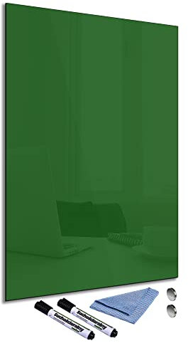 Glas-Magnettafel Grün 60x90 cm Whiteboard Wand Beschreibbar Magnetisch Pinnwand Küche Office Büro mit Zubehör Wochenplaner Abwischbar Deko Memoboard Tafel