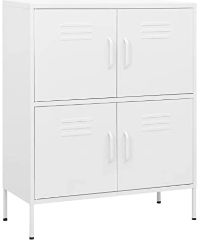 vidaXL Lagerschrank mit 2 Regalfächern Stahlschrank Sideboard Kommode Anrichte Schrank Beistellschrank Mehrzweckschrank Weiß 80x35x101,5cm Stahl