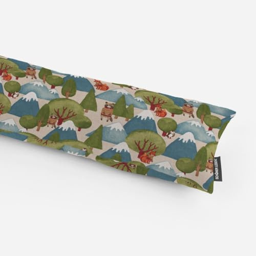 SCHÖNER LEBEN. Zugluftstopper Wald Berge Fuchs Eule Natur grün, Auswahl:90cm Länge