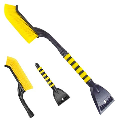 Okuleya Grattoir à Glace Voiture avec Balai - Handy Fouet Voiture et Grattoir 2 en 1 pour Voitures, Camions et VUS, Grattoir à Vitres de Voiture