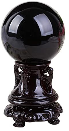 BNNP Kristallkugel Dekokugel Obsidian Kristallkugel mit Basisdesagener Kristallkugel Lucky Household Office Desk Dekoration Blickende Weissagung oder Feng Shui (Color : Noir, Size : 8cm)