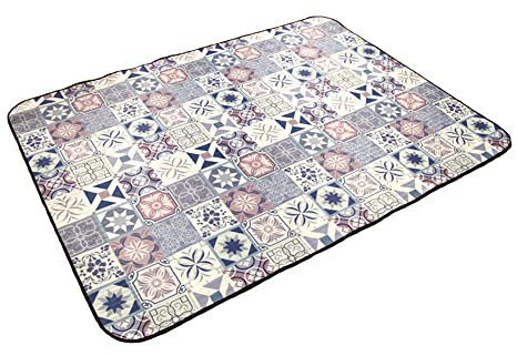 YAOTT Mehrzweck Teppich Outdoor-Camping-Rasenmatte Picknickdecke Tragbares Blumenmuster Picknickmatte Große Faltbare Reisedecken Stranddecke Campingdecke Blau