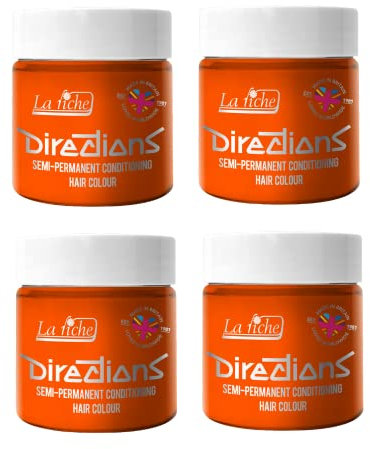 La Riche Directions Semipermanente Haarfarbe 100 ml Dose 4 Packung (Fluorescent Orange)