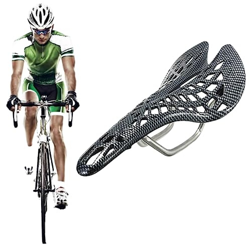 Selle en VTT, Selle à vélo de Carbone en Fibre de Carbone vélo Creux de Selle Glissante Courbes Ultra-dinses Accessoires de siège de vélo pour Cyclisme