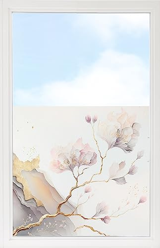 GRAZDesign Fensterfolie Blickdicht Sichtschutz, Sichtschutzfolie Fenster, Glastüren, Duschkabine, Milchglasfolie Bedruckt mit Motiv Japanisch mit Gold 60x57cm