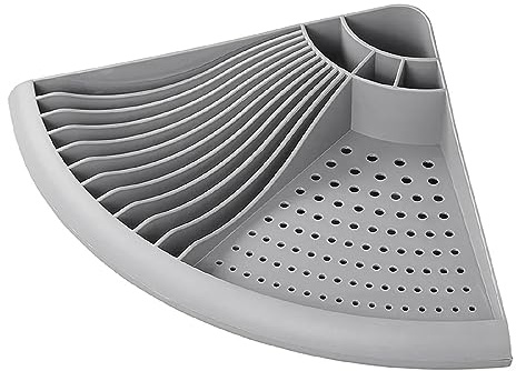 ProPlus Geschirrabtropfer dreieckig für Ecke aus PP, Geschirrtrockner 50x34x9 cm, platzsparender Eck Abtropfer für Küche, Campingküche und Wohnwagen, dunkelgrau, für 11 Teller