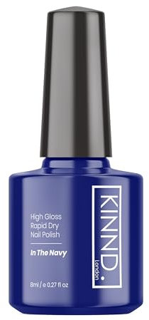 Quick Dry Nail Polish | In The Navy, 8ml | Rapid Drying Nail Varnish | No UV/LED Required | 12 Free, Cruelty Free, Vegan, Made in UK
