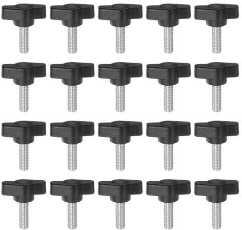 QUARKZMAN 20 Stück Rändelschrauben mit T Flügelknöpfe M6 x 16mm Kunststoff T-Kopf Gewindebolzen Klemmschraube Flügelschraube Haltegriffe 27mm Klemmknopf Daumenschrauben für Maschine, Schwarz