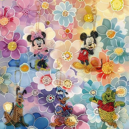PQKL-party Mickey schlüsselanhänger diamond painting,5D DIY schlüsselanhänger