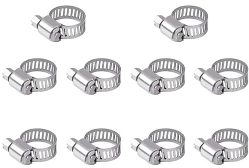 10Pcs Hose Clips 6-12mm Jubilee Clips Adjustable 304 Stainless Steel Hose Clamps Worm Drive Pipes Hose Clamps Clips