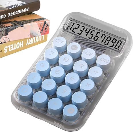 Lnhgh Calculadora Mecánica, Calculadora Colorida | Calculadora de Escritorio y Teclado Antideslizante con Botones Mecánicos - Calculadora Mecánica Portátil Transparente y para
