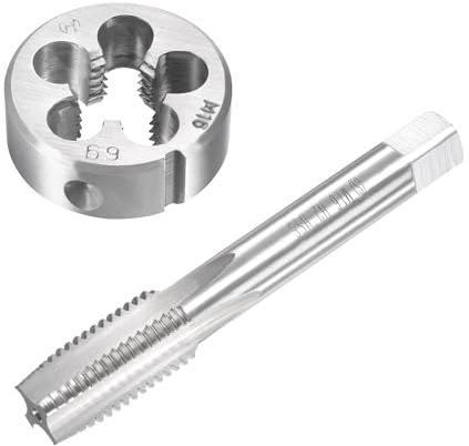 MACHSWON Juego de machos y troqueles métricos M16 x 2 mm - Macho de rosca para máquina con kit de troqueles redondos para reparación de roscas
