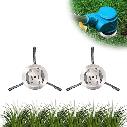 Ellxen 2 Stk. Stahldraht-Grasschneider-Kopf, Schneidebürste Freischneider Draht-Unkraut-Klinge für Garten Rasentrimmer-Kopf Rasenmäher-Stromwerkzeug (3 Köpfe)