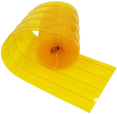 Rideau Laniere PVC pour Porte Niche Chien，3.6m*20cm (avec 2pc Metal Strips),Jaune Rideau à Lanières Transparent Isolant Thermique et Résistant au Froid pour Porte de Maison de Chien