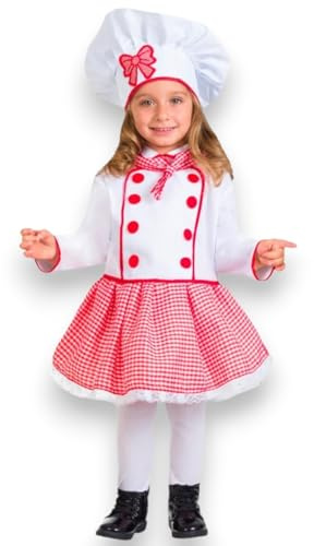 Pegasus Costume Piccola Cuoca Chef Bambina con Accessori Vestito di Carnevale Adatto per Festa in Maschera Cosplay Compleanno da 3 a 6 Anni (1, 3-4 Anni)