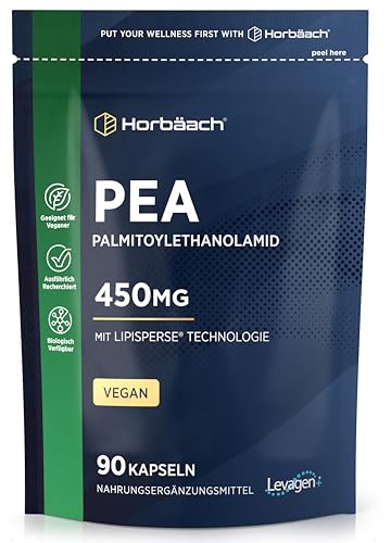Palmitoylethanolamid PEA Kapseln | Levagen Plus Palmitoylethanolamide | 90 Vegane Kapseln | 450mg | von Horbaach