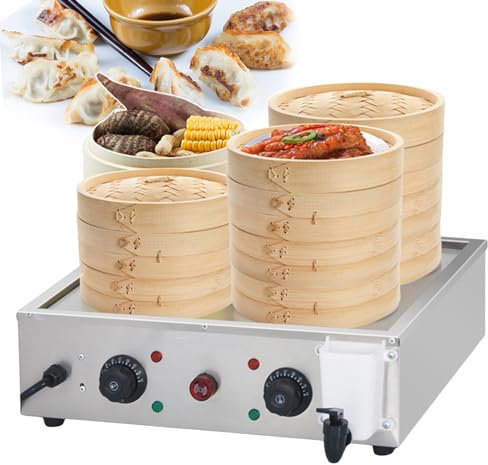 GLJTUO Horno Comercial para Bollos Al Vapor: Vaporera De Cuatro Orificios, Calentador Eléctrico De Alimentos con Máquina para Bollos Al Vapor De Acero Inoxidable para Resta,