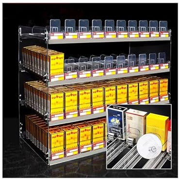Thekenvitrine Für Zigaretten, Transparente Vitrine, Vitrine, Automatischer Präsentationsständer, Regalschieber, Trennschieber, Tablettregal Für Marktgeschäfte(91.5x23.2x69cm)