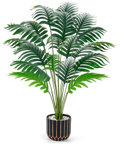 Der Rose 28 Fake Palm Tree Large Artificial Potted Plants Indoor for Home Porch Patio Living Room Bathroom Outdoor Decor