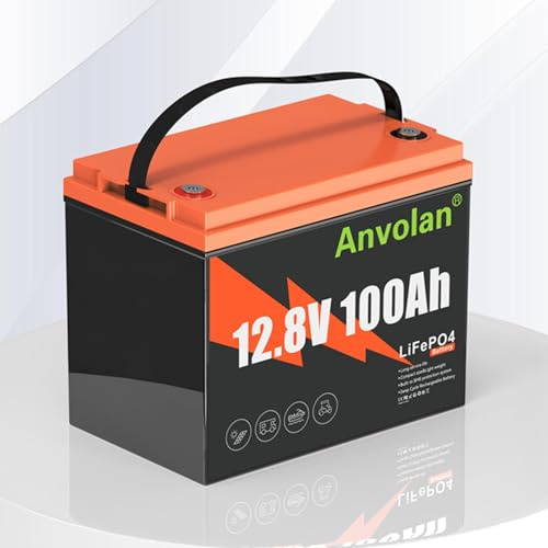 12V 100Ah Lithium LiFePO4 Batterie, mit 100A BMS, 1.28KWh,Max.15000 Zyklen Lithium Akku, für Ersatz Blei-Säure Batterien,Boote,Solaranlage Off-Grid,Camping,Wohnmobil,Wohnwagen(100Ah 12.8Volt)