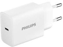 Philips DLP5312CW GaN PD30W Chargeur USB C, Prise européenne, Charge Haute Vitesse 30 W, Technologie GaN avancée, Protection de Charge sécurisée, Blanc