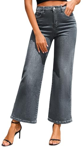 Merlvida Pantalones Vaqueros Jeans Baggy Mujer Cintura Alta Pierna Ancha Corte Recto Denim Stretch Cómodos y Holgados