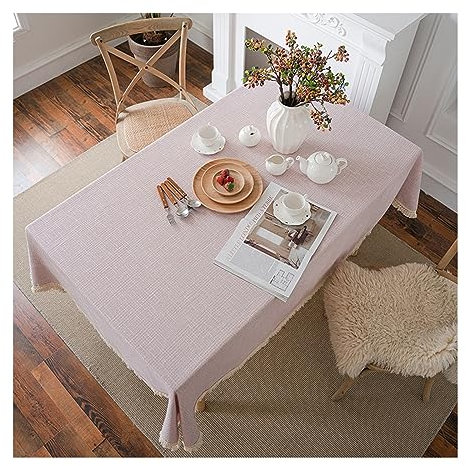 Rose Waffel-Tischdecke mit Quasten, 150 x 150 cm, waschbar, Polyester, für Innen- und Außenbereich, ideal für Esszimmer, Biertische, Partys & Festivals