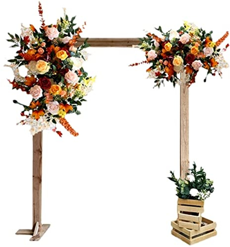 Arco rústico de madera para ceremonia y soporte cuadrado para jardín, patio, boda, novia, decoración de fiesta, 1,8 x 1,8 m, arco de madera vintage para bodas, eventos y fiestas con Garde