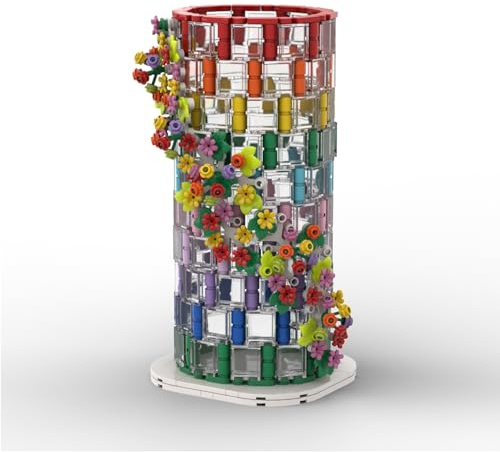 Jeamoc Vase Jeu de Construction pour Bouquet de Fleurs, 480+ Pièces Transparent Vase Block de Construction avec Base, Compatible avec 10280 10313 (Non Inclus Bouquet de Fleurs)