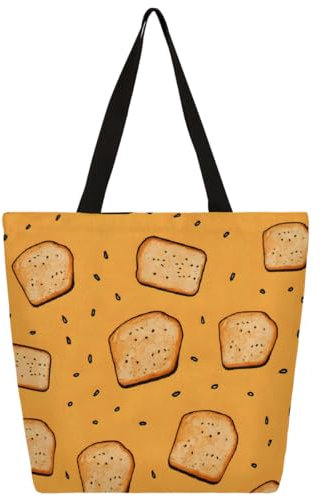 Sac fourre-tout en toile, motif pain de sésame, sac de courses, sac à bandoulière en toile, sac à main tendance pour femmes et hommes