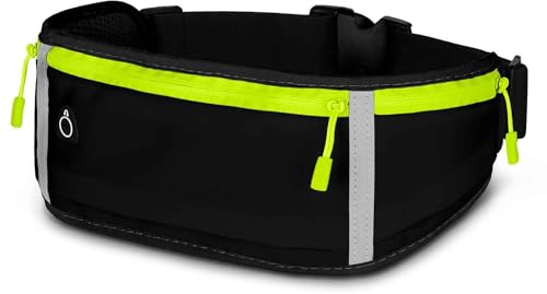 ONEFLOW Active Pro Laufgürtel für Shift 6mq Lauftasche mit 3 Fächern, Atmungsaktiv, Sport Handytasche zum Joggen, Handy Bauchtasche Wasserdicht, Running Belt, Schwarz
