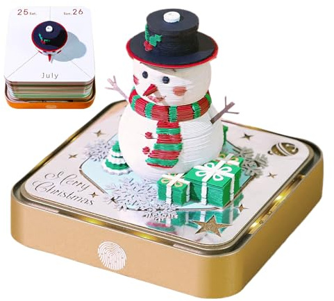 Calendrier horloge 2026 | Almanach 2026 Notes Art Papercraft Bonhomme de neige | Décoration amusante de Noël Étude Livres Bureau - Chambre Cuisine Maison Salon