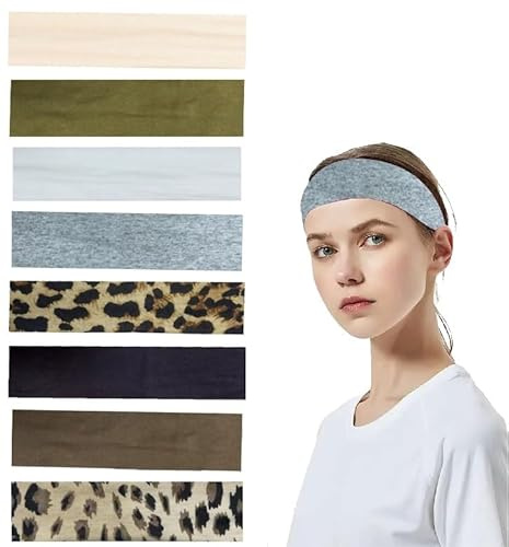 8 Stück Stirnband Damen Sport –Haarbänder Damen Atmungsaktive und rutschfeste Stirnbänder, Unisex Stirnbänder für Yoga, Fitness und Laufen