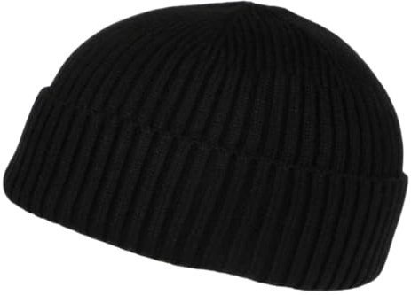 Dockermössa i mjuk ull, marin stil, ribbstickad Gweltaz, svart, One size