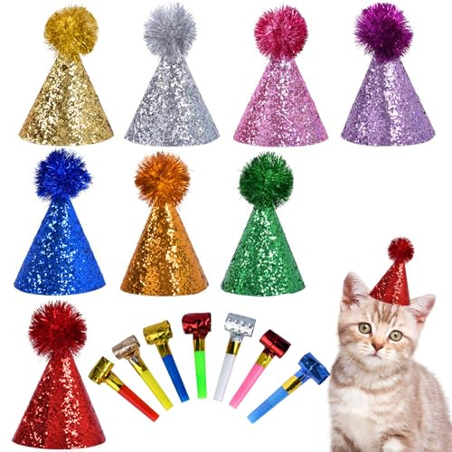 STAVHERT 28 Stück Partyhüte Für Kuscheltiere, mini partyhüte für kuscheltiere, kleine partyhüten kuscheltieren und Geburtstagshüte Für Haustiere, partyhut kuscheltiere Kindergeburtstag Dekoration