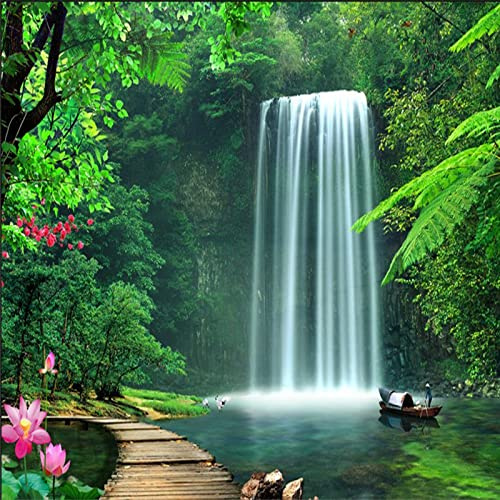 3D Papel Pintado Cascada Pared Panorámico Fotomurales Tapiz Tv Fondo Moderno Dormitorio Murales 350cm×250cm (ancho x alto)