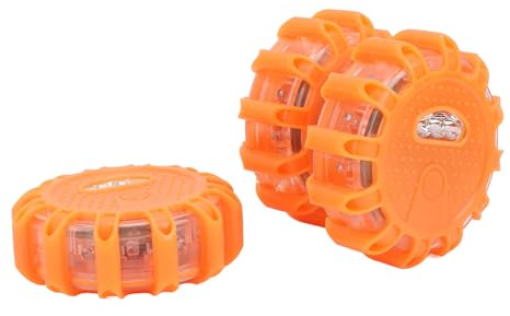 Fdit Luz de Emergencia LED para Carretera, Paquete de 3 Luces de Advertencia Magnéticas con 9 Modos, Batería de 850 MAh, Carga Tipo C, Bengalas de Emergencia para Vehículos