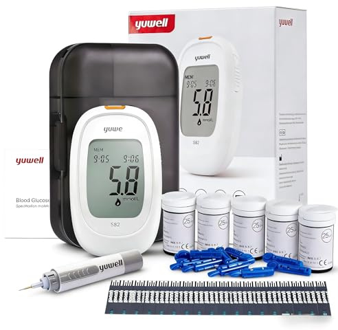 yuwell Blood Sugar Monitor with Voice Function, Diabetes Testing Kit with Test Strips x 150 and Lancets x 150, Blood Glucose Meter Ideal for Home Use, Batteries Include (Model 582 Voice)
