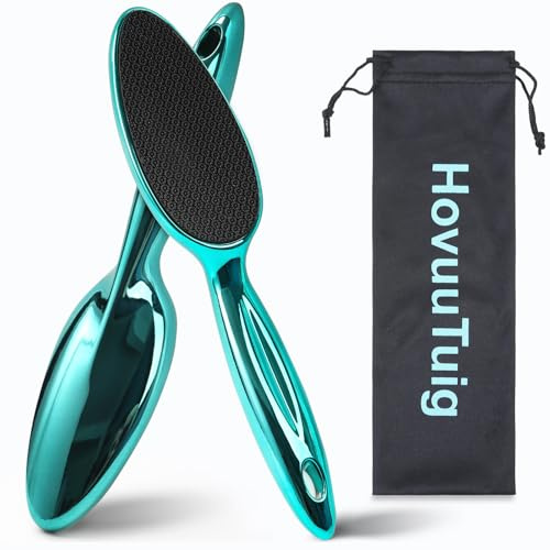HovuuTuig Nano Glas Hornhautentferner mit Reisetasche– Sanfte Fußpflege mit Langgriff für nasse & trockene Füße | Schnelle Hornhautentfernung, ergonomisch & effizienter als Bimsstein (Metallic Grün)