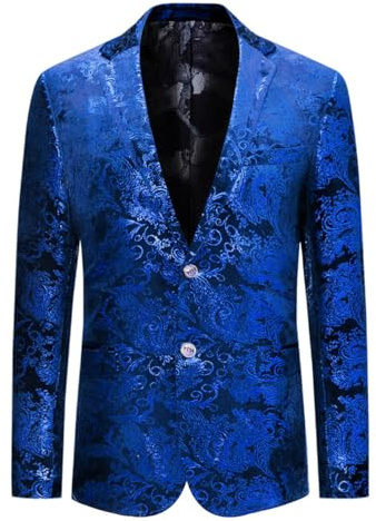 Allthemen Veste de Smoking Homme Blazer Jacquard Slim Blouson Motif Floral | Impression Jacket Elegant,Manches Longues,Aavc Poche Intérieure,Dorure à Chaud,2 Boulces Sur Le Devant,Mariage Noel Fête