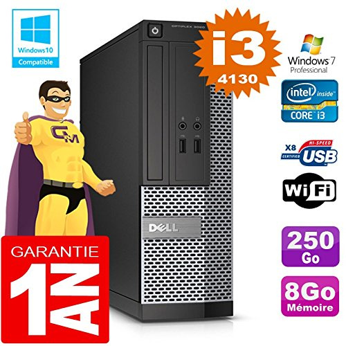 Dell PC 3020 SFF Core I3-4130 Ram 8Go Disque 250 Go Graveur DVD WiFi W7 (Reconditionné)