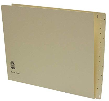 Einstellhefter, Einstellmappen mit kaufmännischer Heftung, aus extra reißfester Kraftkarton 260 g/qm, Farbe: chamois, 50 Stück, mit vorstehendem, umklebtem Tabrand, 10 Tabs