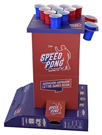 Speedpong Beer Pong 2 Go Set Complet avec 12 Bonnets Red & Blue Colonne de Jeu et Bier Pong Balles