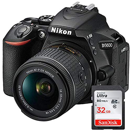 GYTE Fascio | Nikon D5600 - Fotocamera Reflex Digitale + Obiettivo AF-P DX NIKKOR 18-55mm f/3.5-5.6G + Scheda di Memoria SDHC 32GB - Nero