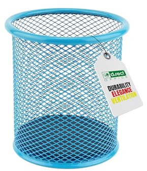 Leviatan Metal Pen Holder | Round Wire Metal Mesh | Multifunctional Cup for Ballpoint Pen | Diameter 91 mm | Light Blue