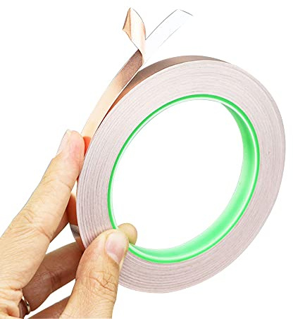 senvenelec Doppelseitiges leitfähiges Kupferfolienband – selbstklebend kupferfolie – (50 m × 6 mm) × 2 – EMI- und HF-Abschirmung, Papierschaltkreise, elektrische Reparatur, Löten – 2 Stück.
